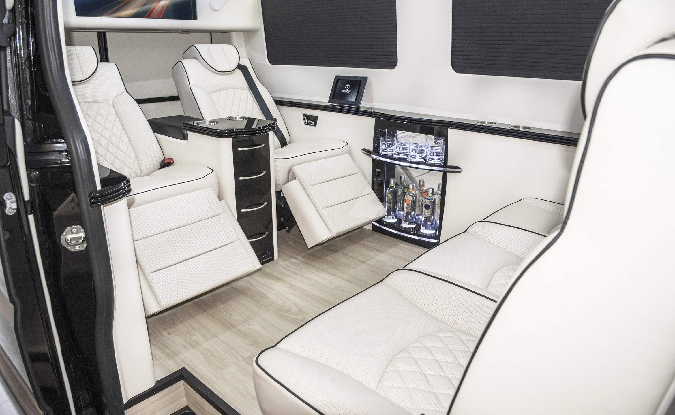 Custom Interior Bespoke Mercedes Benz Luxury Sprinter Van Conversion & Luxury Mobile Offices.