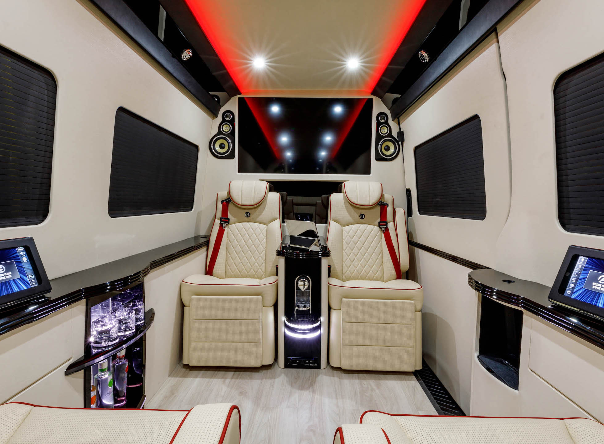 Custom Interior Bespoke Mercedes Benz Luxury Sprinter Van Conversion & Luxury Mobile Offices.