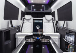 Custom Interior Bespoke Mercedes Benz Luxury Sprinter Van Conversion, Bathroom, & Luxury Mobile Offices.