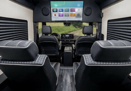 Custom Interior Bespoke Mercedes Benz Luxury Sprinter Van Conversion & Luxury Mobile Offices.